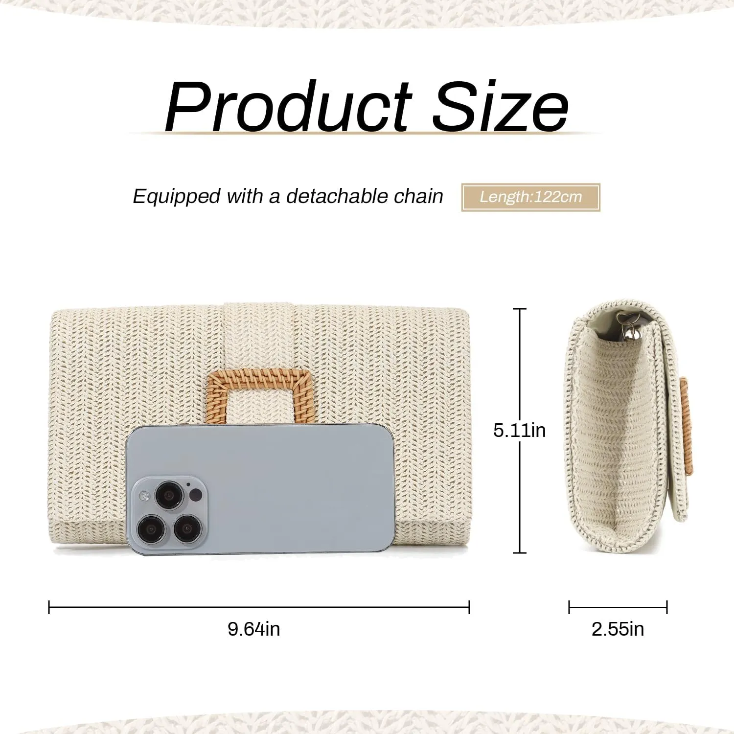 Straw Clutch Purse for Women Rattan Summer Evening Handbag Woven Beach Envelope Purse Raffia Handbag