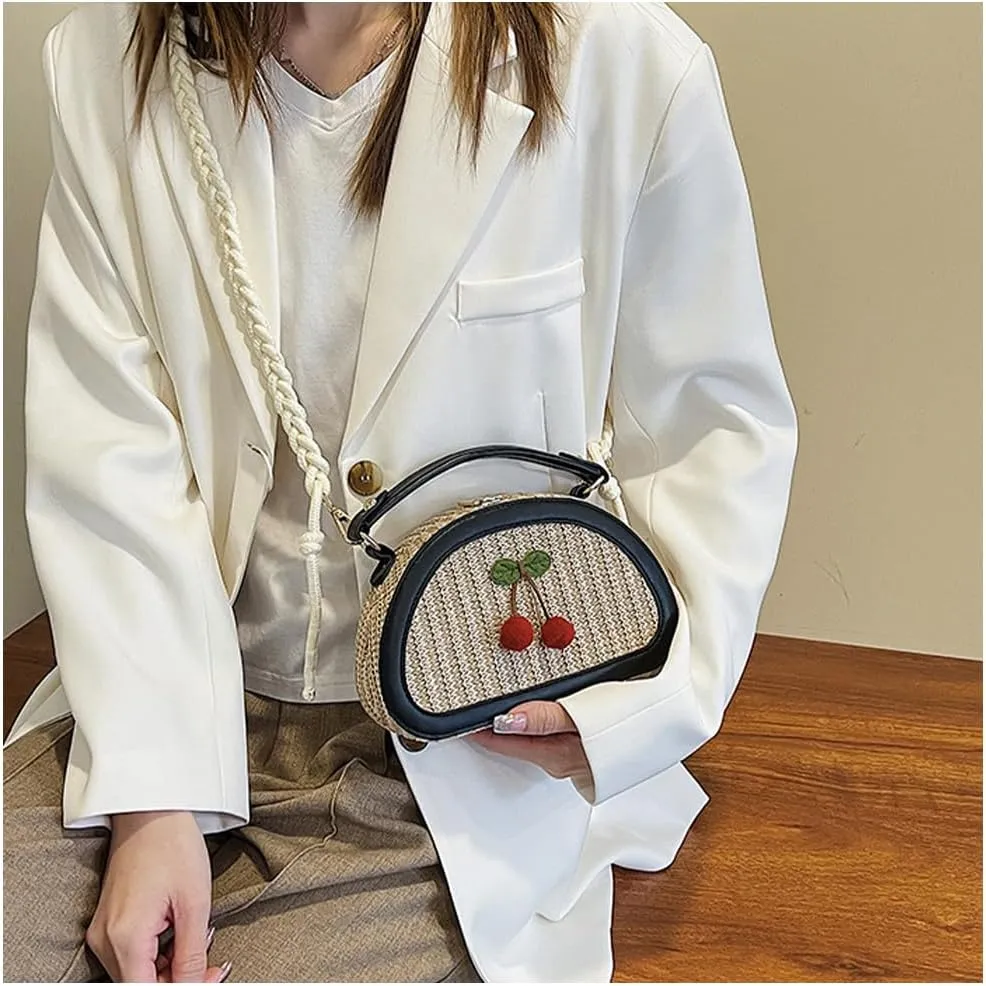 Straw Crossbody Bag for Women, Summer Beach Straw Purse and Handbags Woven Shoulder Clutch Bag for Travel Vacation