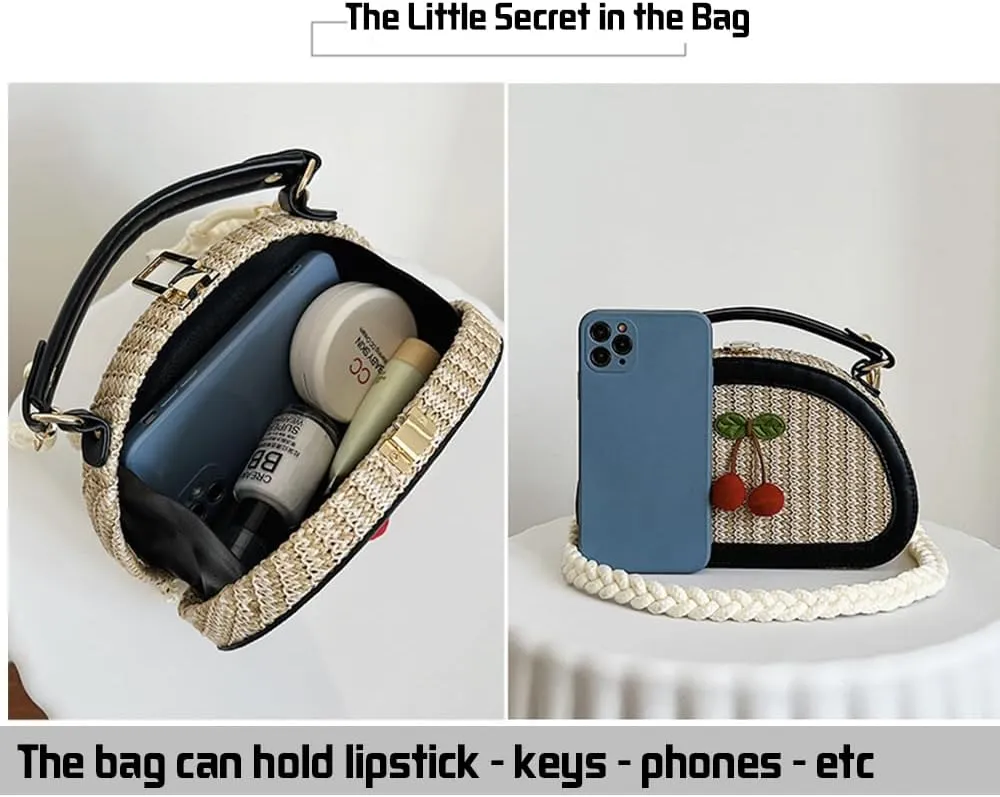 Straw Crossbody Bag for Women, Summer Beach Straw Purse and Handbags Woven Shoulder Clutch Bag for Travel Vacation