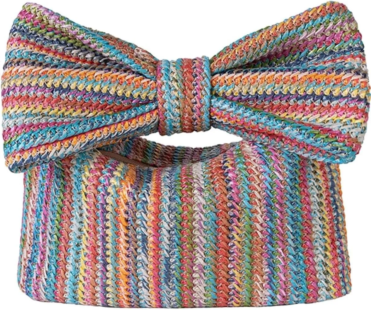 Straw Purse for Women,Bow Straw Clutch Purses and Handbags, Summer Handmade Woven Beach Bag for Party Wedding Vacation