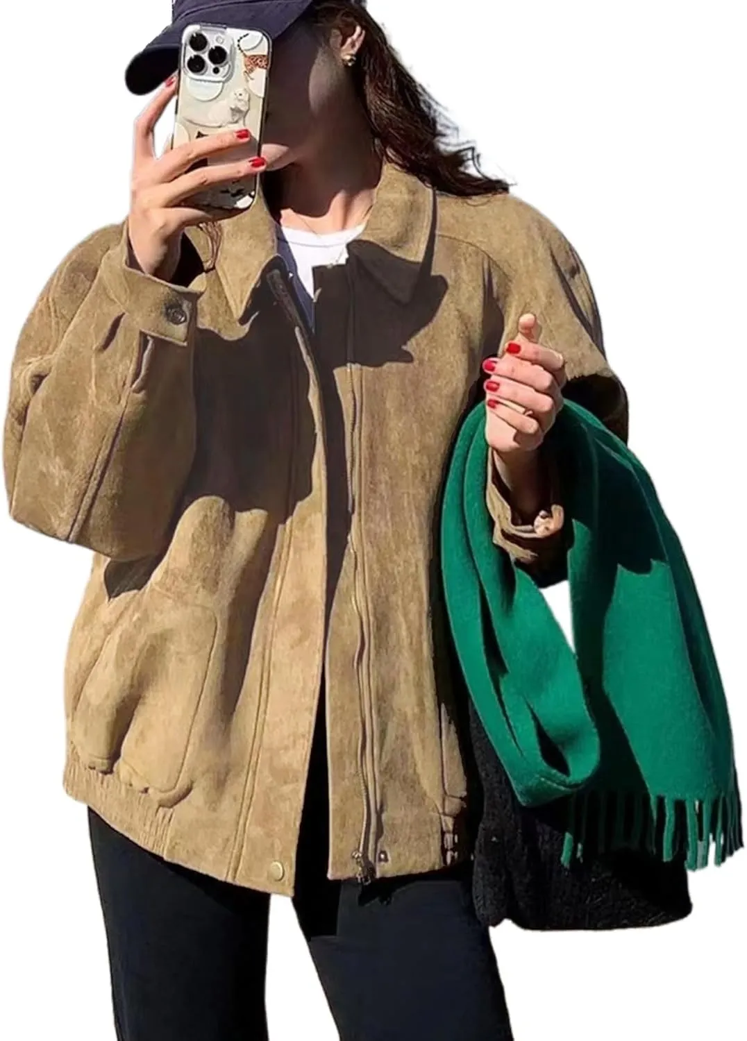 Suede Cropped Jacket Women Y2k Outerwear Brown Faux Leather Bomber Jacket Fall Fashion 2024 Trendy Winter Blazer