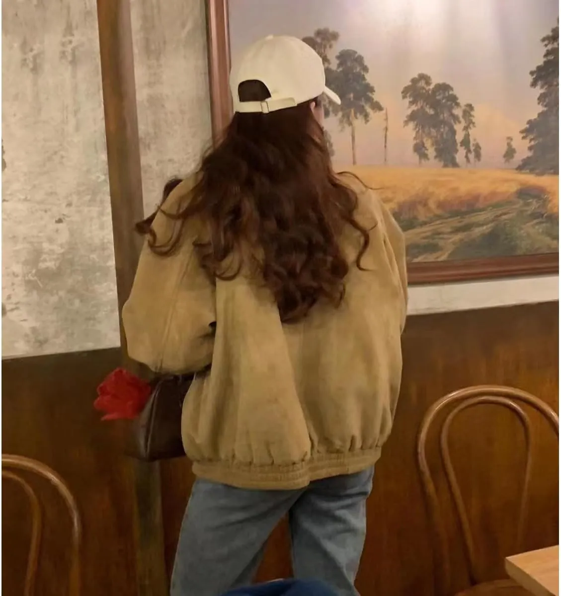 Suede Cropped Jacket Women Y2k Outerwear Brown Faux Leather Bomber Jacket Fall Fashion 2024 Trendy Winter Blazer