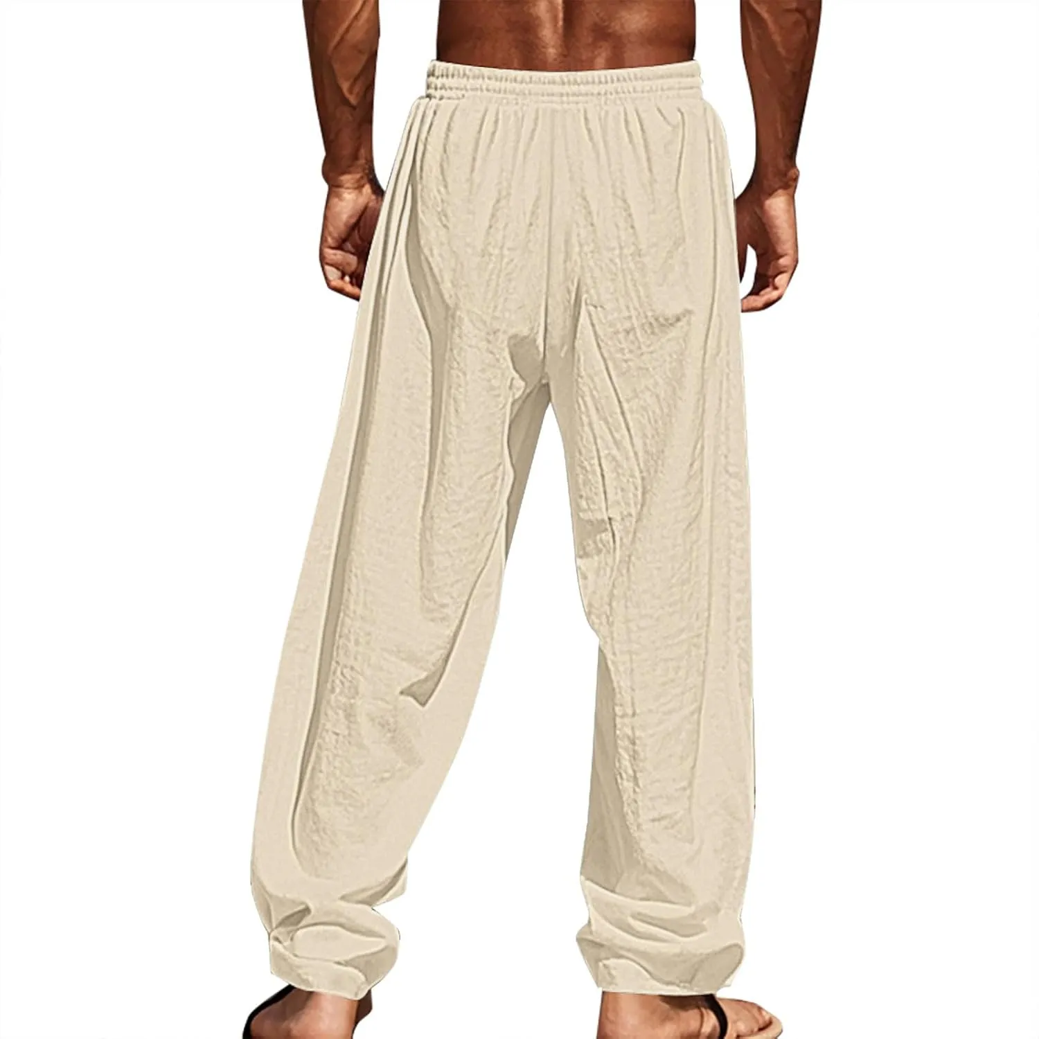 Summer Pants for Men Lightweight Relaxed Fit Trousers with Pockets Casual Wide Leg Vacation Beach Boho Pants