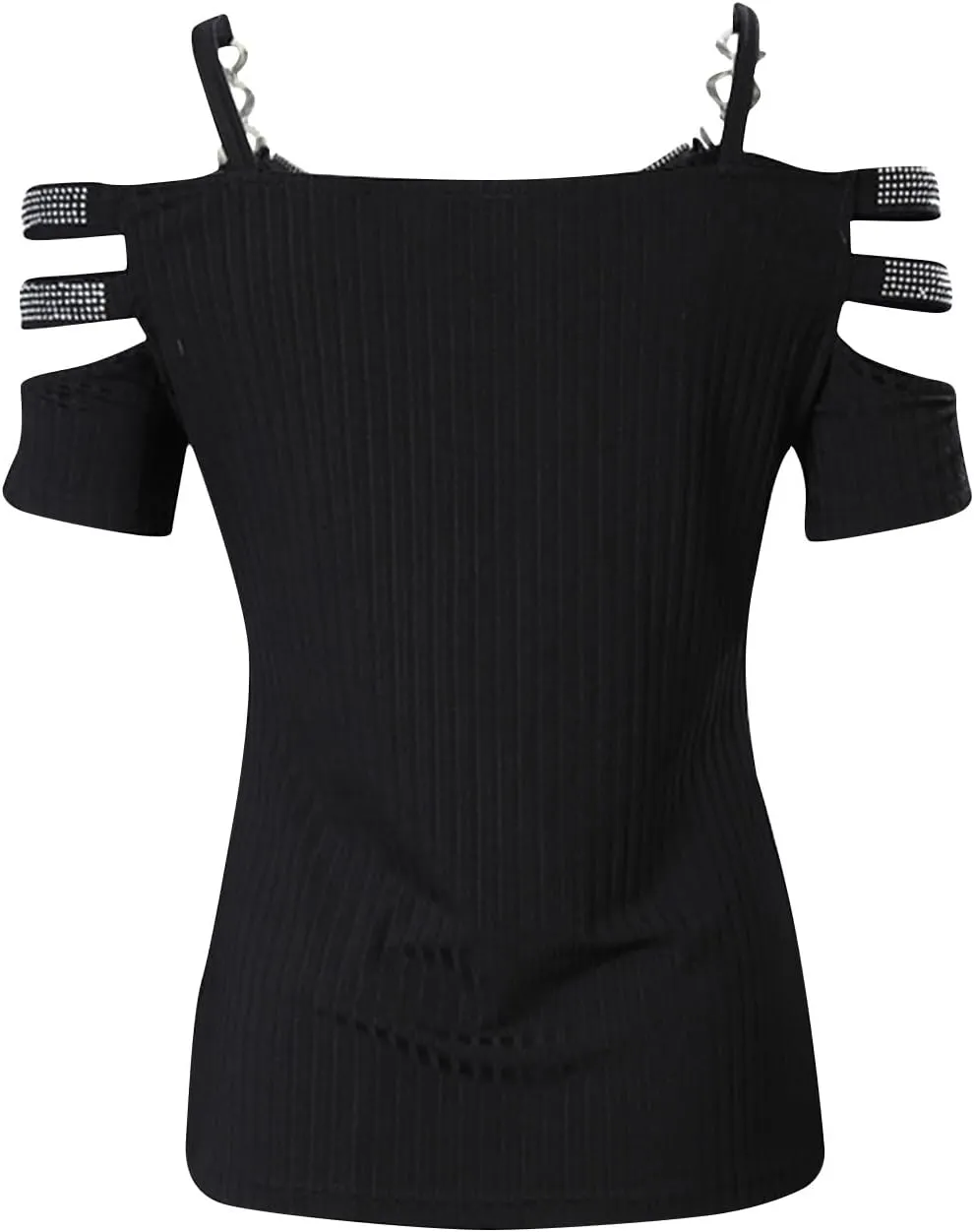 Summer Tops for Women Trendy Metal Chain Sleeveless Camisole Casual Dressy Off Shoulder Vest Zipper V-Neck Tank Tops