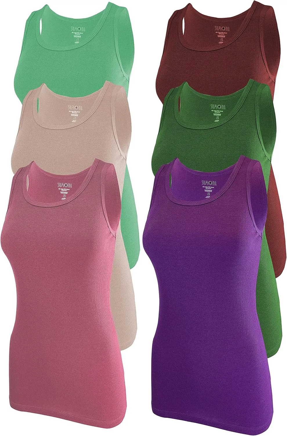 SUMONA Women Tank Tops Ribbed Rib A-Shirts Basic Sleeveless Tanks Top