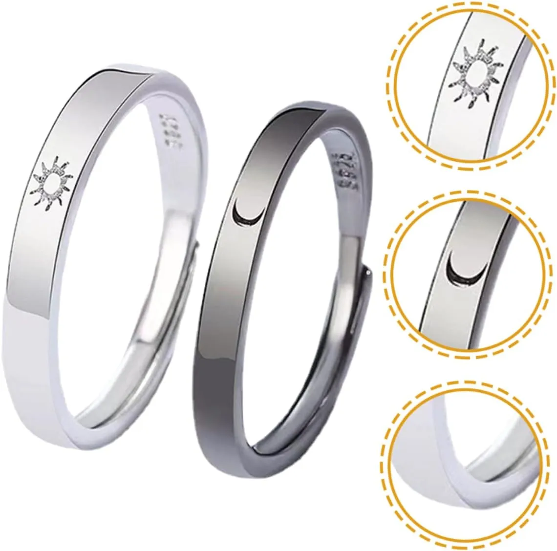 Sun Moon Couple Ring Rings Couples Ring Moon Ring Jewelry for Women Alloy
