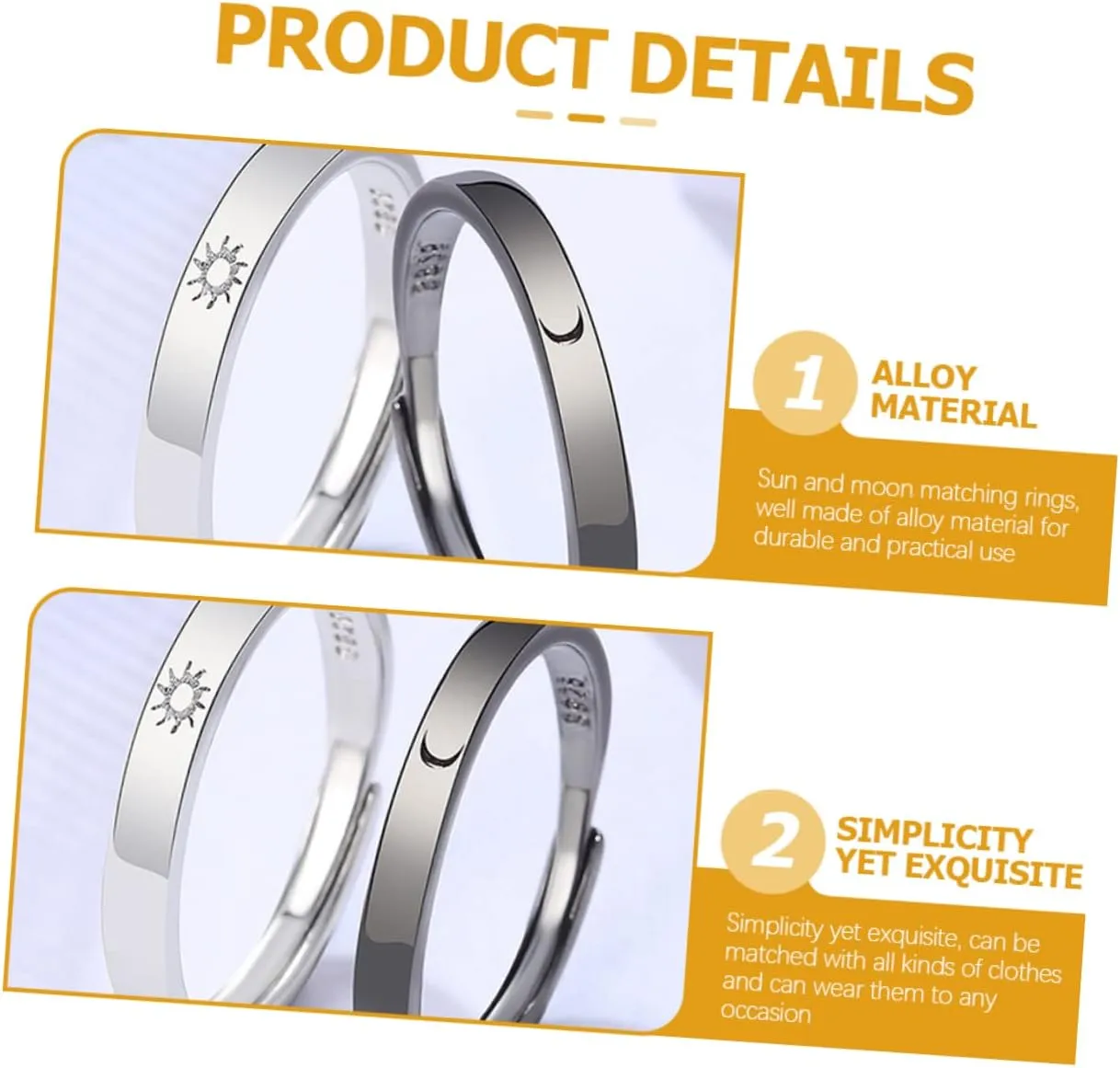 Sun Moon Couple Ring Rings Couples Ring Moon Ring Jewelry for Women Alloy