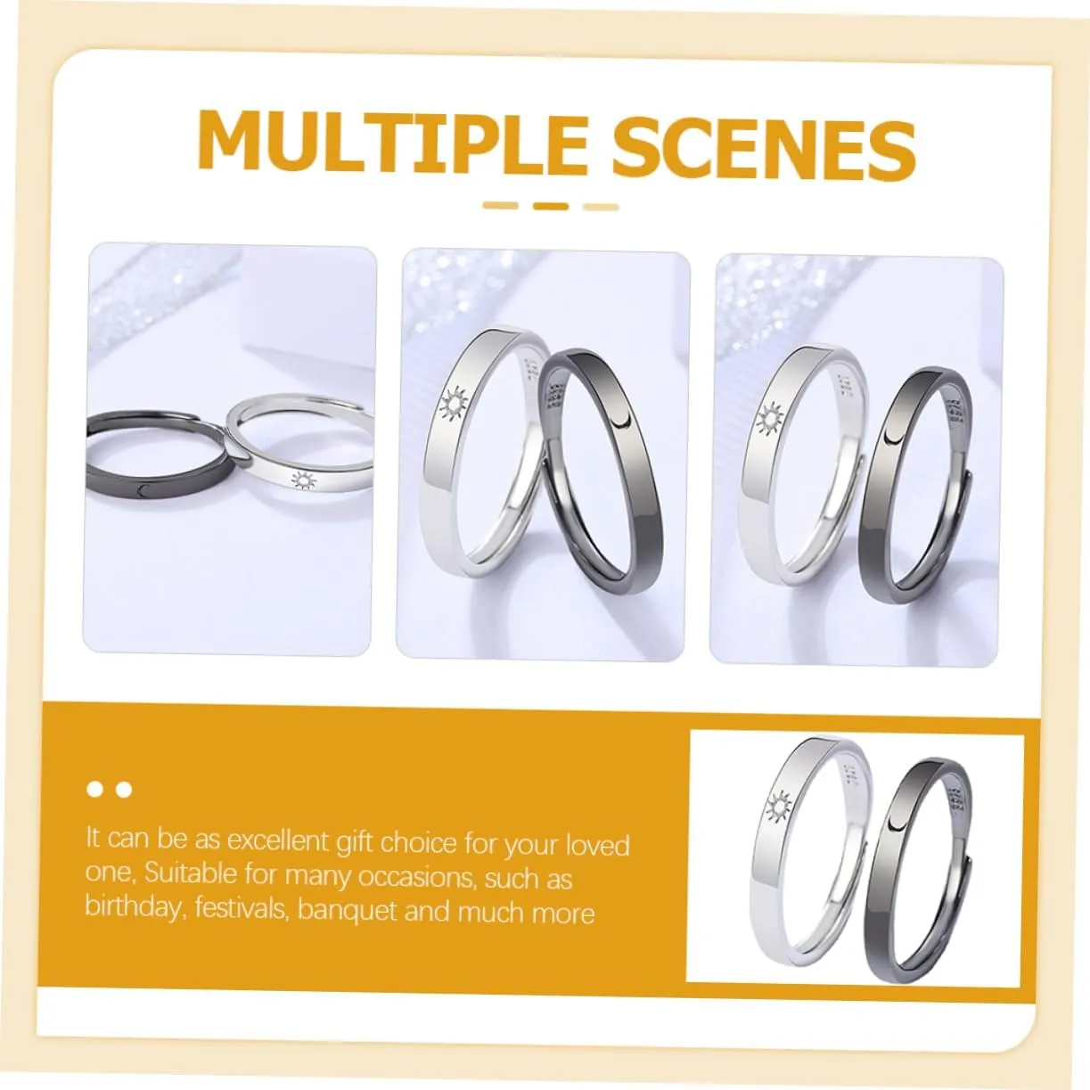Sun Moon Couple Ring Rings Couples Ring Moon Ring Jewelry for Women Alloy