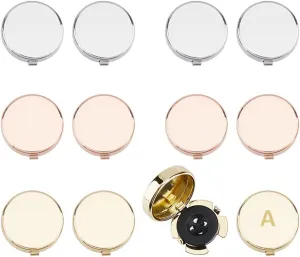 SUPERFINDINGS 12Pcs 3 Colors Button Covers Button Cover Cufflinks Brass Blank Cufflinks Tray Settings 14.5mm Tray for Picture Cuff Button Making Button Covers for Men Suits Dress Shirts