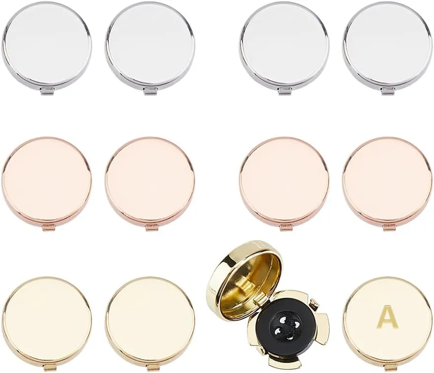 SUPERFINDINGS 12Pcs 3 Colors Button Covers Button Cover Cufflinks Brass Blank Cufflinks Tray Settings 14.5mm Tray for Picture Cuff Button Making Button Covers for Men Suits Dress Shirts