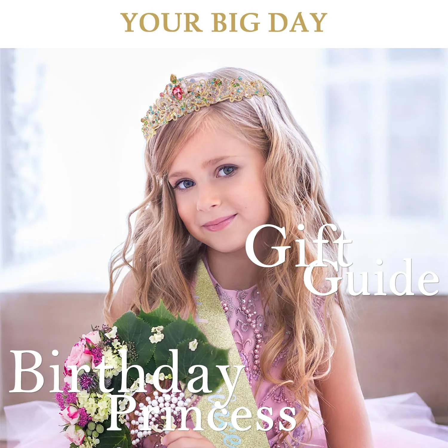 SuPoo Birthday Princess Sash and Crown for Women Birthday Girl Crown Birthday Tiara for Women Crystal Headband Happy Princess Birthday Party Decorations Gift
