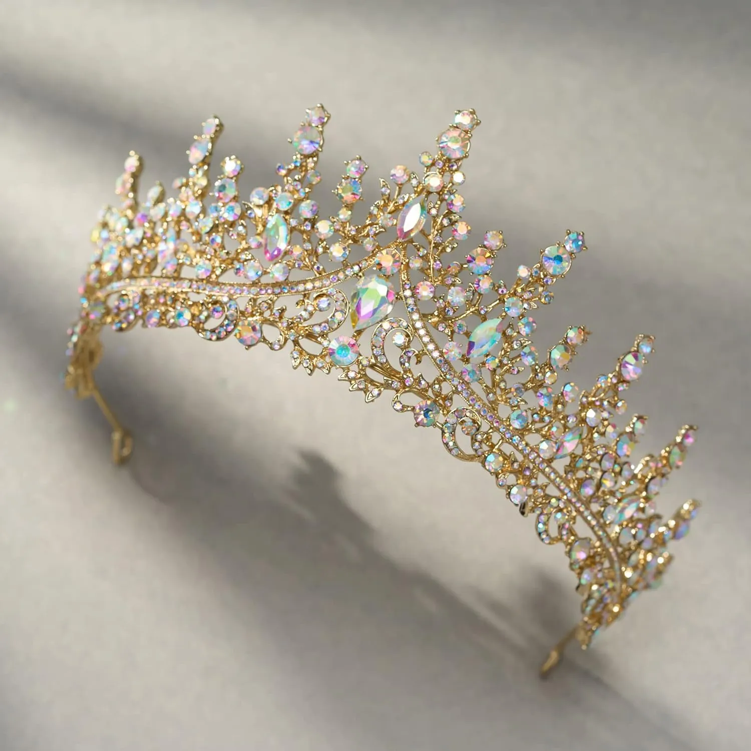 SWEETV Crystal Wedding Tiara for Women, Royal Queen Crown Headband, Rhinestone Princess Hair Accessories for Prom Birthday
