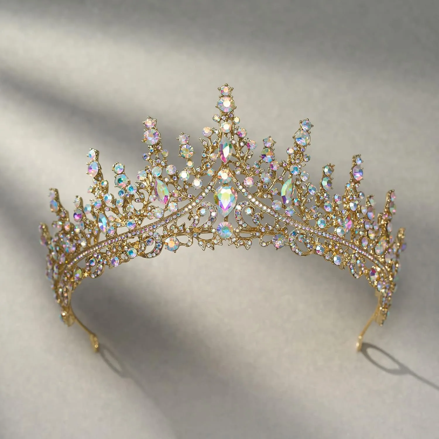 SWEETV Crystal Wedding Tiara for Women, Royal Queen Crown Headband, Rhinestone Princess Hair Accessories for Prom Birthday