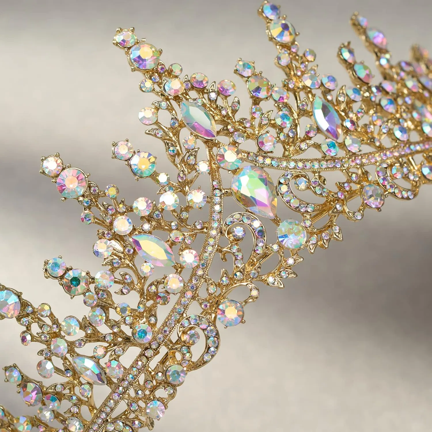 SWEETV Crystal Wedding Tiara for Women, Royal Queen Crown Headband, Rhinestone Princess Hair Accessories for Prom Birthday