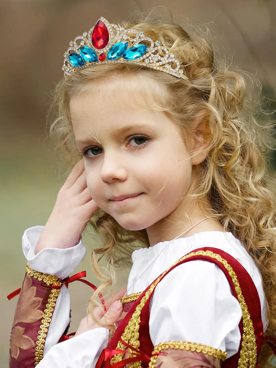 SWEETV Princess Tiara for Little Girls, Kids Birthday Tiara Headband, Flower Girls Crown Diadem, Crystal Cosplay Dress up Halloween Costume Hair Accessories 8