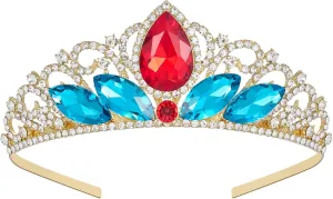 SWEETV Princess Tiara for Little Girls, Kids Birthday Tiara Headband, Flower Girls Crown Diadem, Crystal Cosplay Dress up Halloween Costume Hair Accessories 8