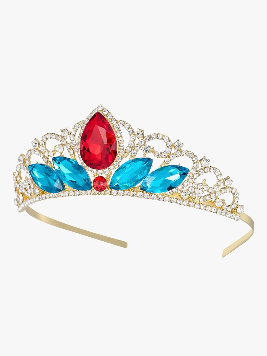 SWEETV Princess Tiara for Little Girls, Kids Birthday Tiara Headband, Flower Girls Crown Diadem, Crystal Cosplay Dress up Halloween Costume Hair Accessories 8