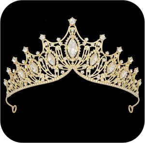 SWEETV Vintage Tiaras and Crowns for Women Queen Crown Costume Headpiece for Halloween Quinceanera Pageant Prom