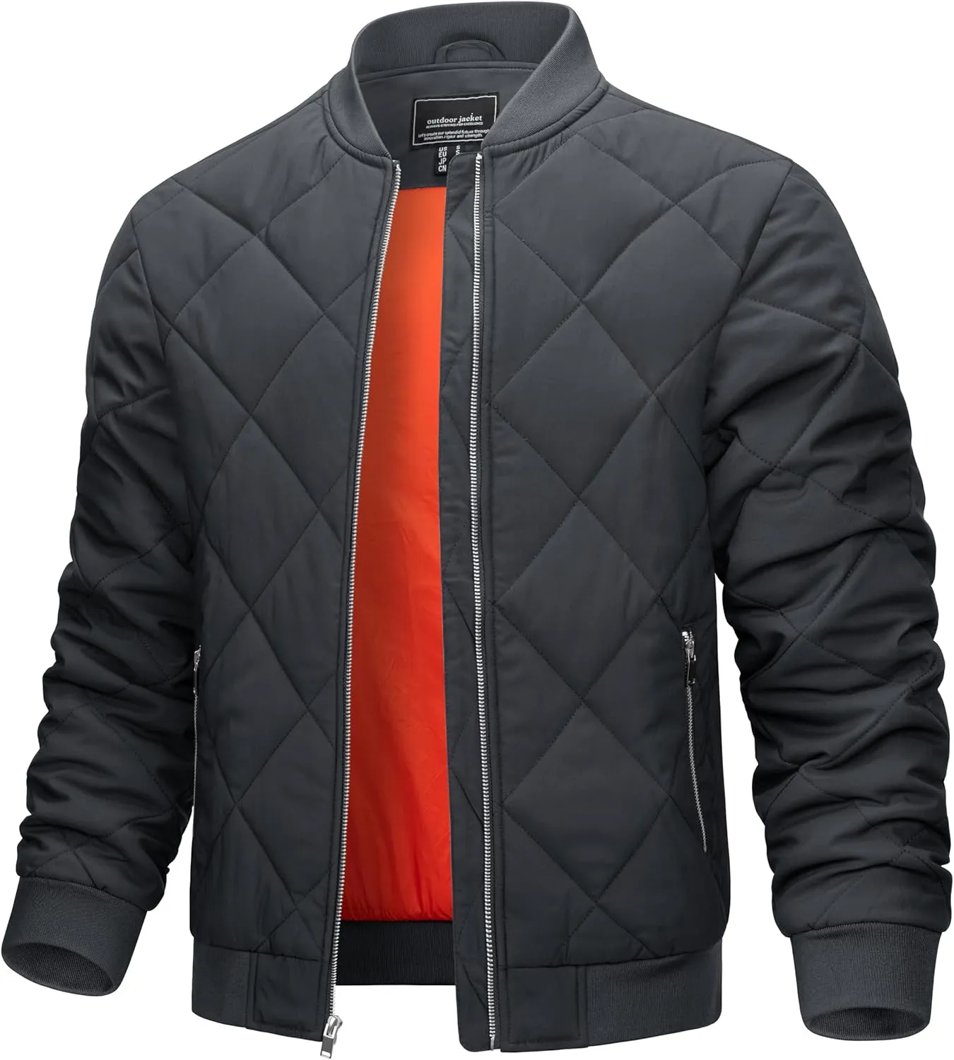TACVASEN Men's Padded Jackets Winter Full Zipper Fleece Outwear Casual Windproof Bomber Varsity Coat