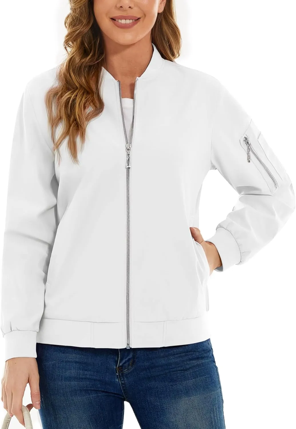 TACVASEN Women's Bomber Jackets Lightweight Casual Jacket Full Zip Windbreaker Fall Jacket