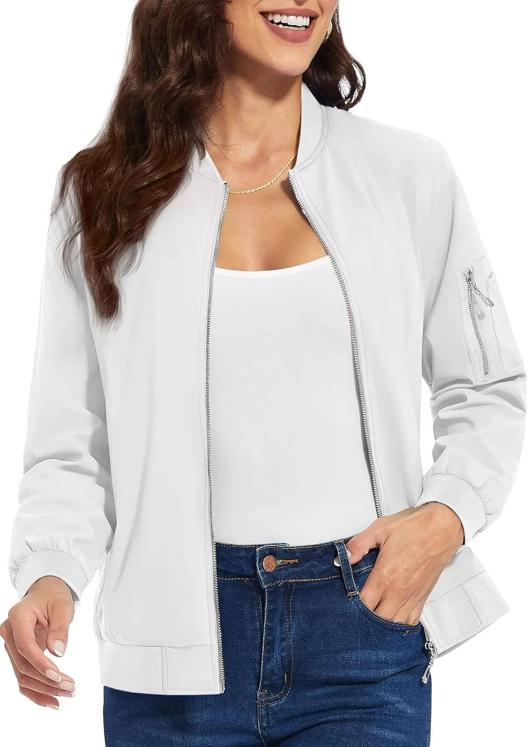 TACVASEN Women's Bomber Jackets Lightweight Casual Jacket Full Zip Windbreaker Fall Jacket