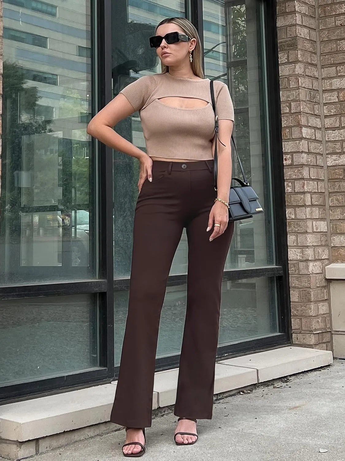 Tapata Women's 28''/30''/32''/34'' Stretchy Bootcut Dress Pants with Pockets Tall, Petite, Regular for Office Work Business