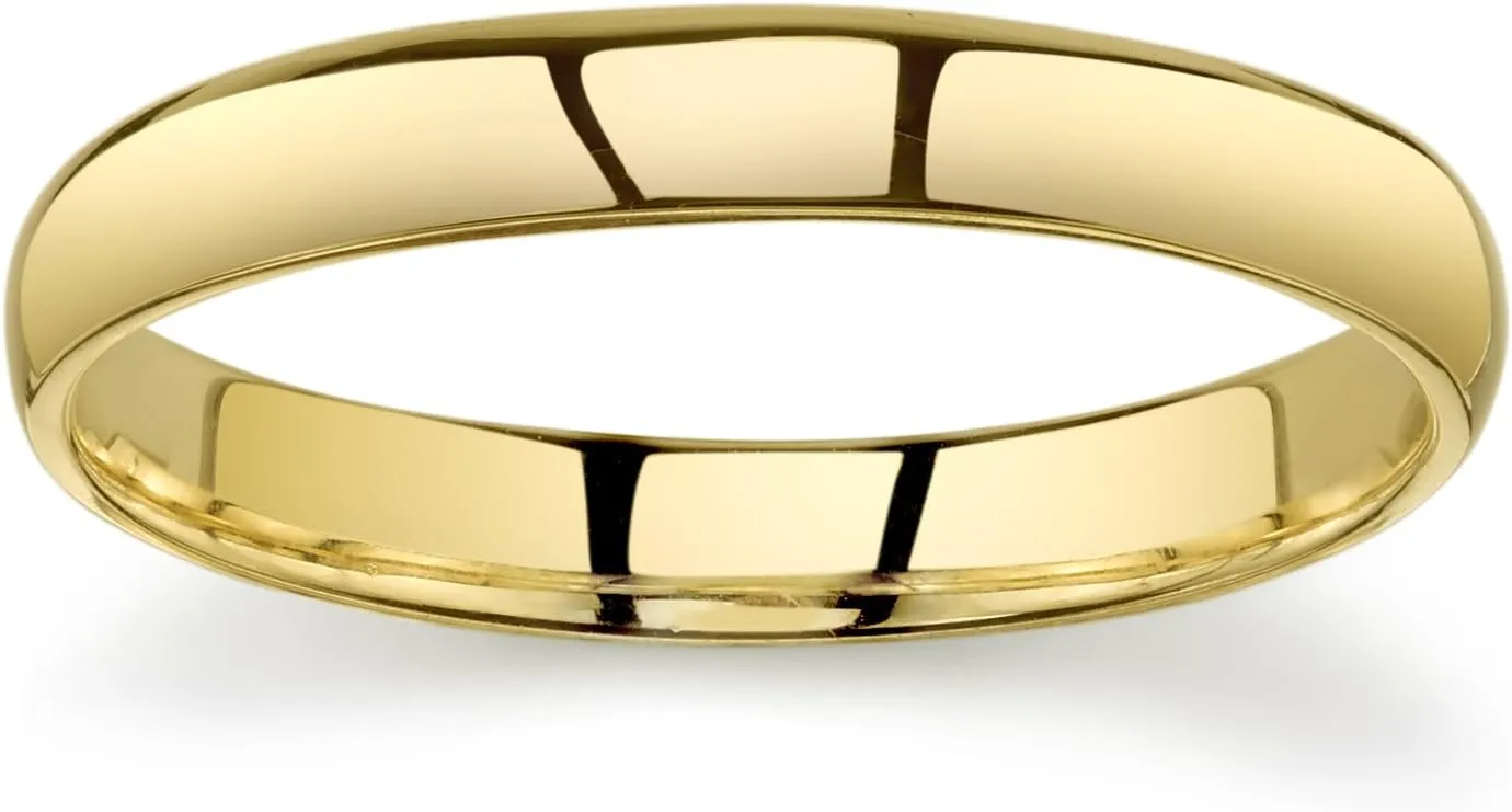 Tesori & Co 10k Yellow or White or Rose Gold Light Comfort Fit 3mm Wedding Band