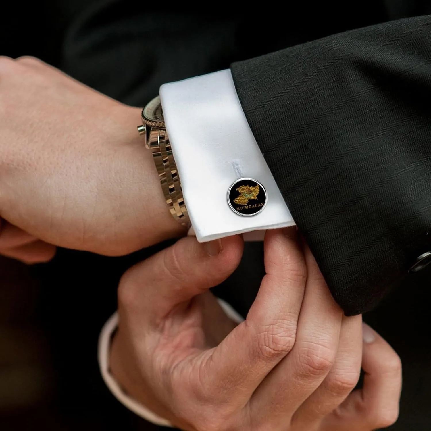 Themed Men's Cuff Links,Patriotic Graphics Classic Shirts Cufflinks Black Alloy Cuff Links for Gifts Wedding Business-5