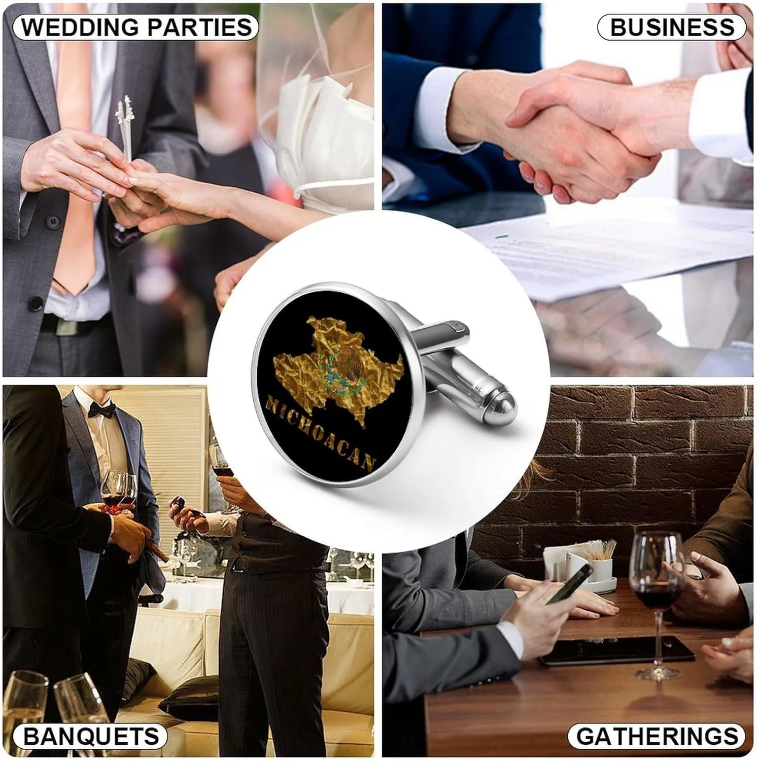 Themed Men's Cuff Links,Patriotic Graphics Classic Shirts Cufflinks Black Alloy Cuff Links for Gifts Wedding Business-5