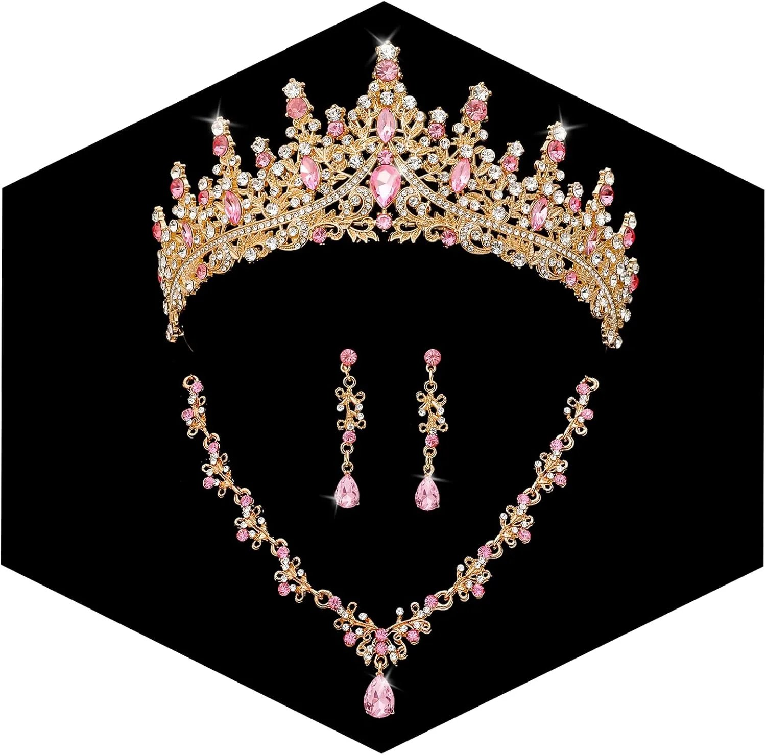 Tiaras and Crowns for women Bridal Jewelry Sets for Wedding Crystal Rhinestone Earrings Necklace Tiaras for Costume Prom Birthday Halloween Pageant Party