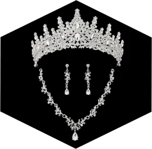 Tiaras and Crowns for women Bridal Jewelry Sets for Wedding Crystal Rhinestone Earrings Necklace Tiaras for Costume Prom Birthday Halloween Pageant Party