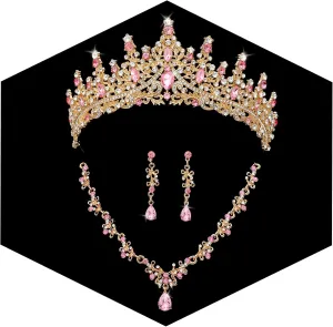 Tiaras and Crowns for women Bridal Jewelry Sets for Wedding Crystal Rhinestone Earrings Necklace Tiaras for Costume Prom Birthday Halloween Pageant Party