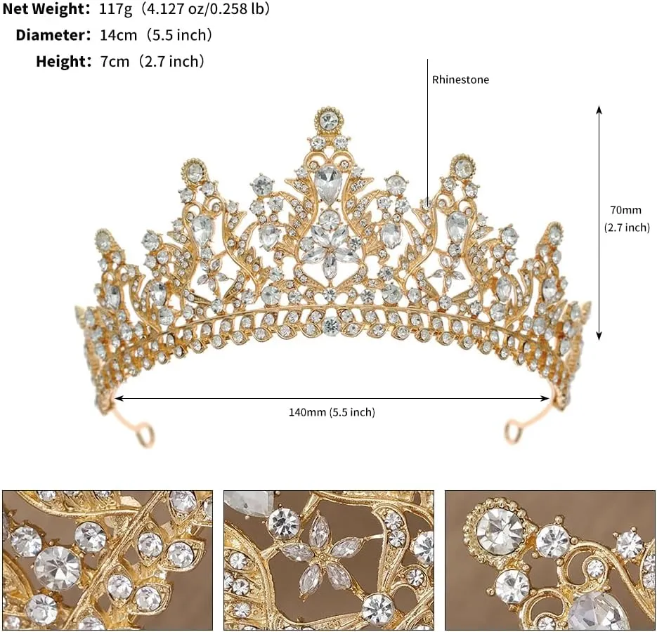Tiaras and Crowns for Women,Crystal Wedding Tiara for Women Royal Queen Crown Headband Metal Princess Tiara for Bride Birthday Prom