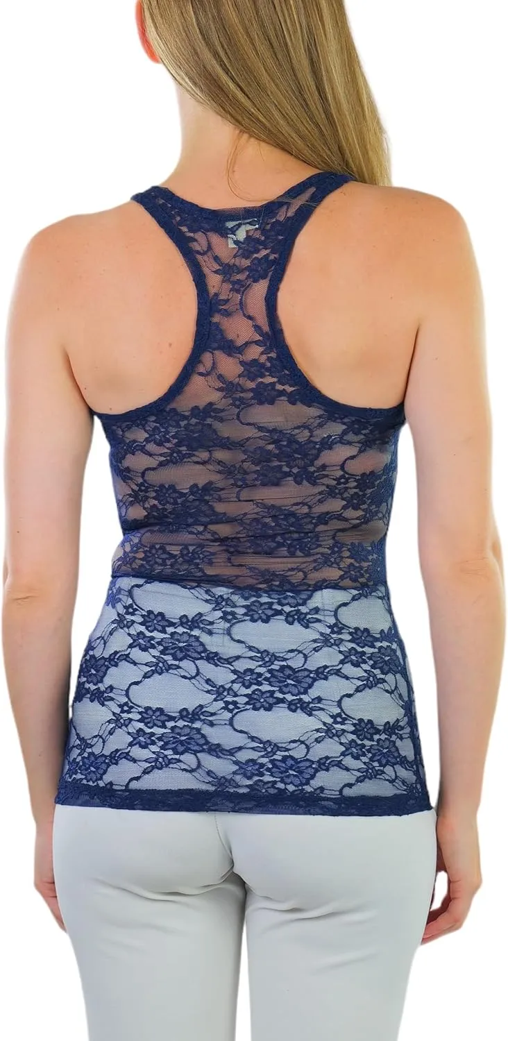 ToBeInStyle Womens Basic Layering Cotton Cami & Sheer Lace Camisoles