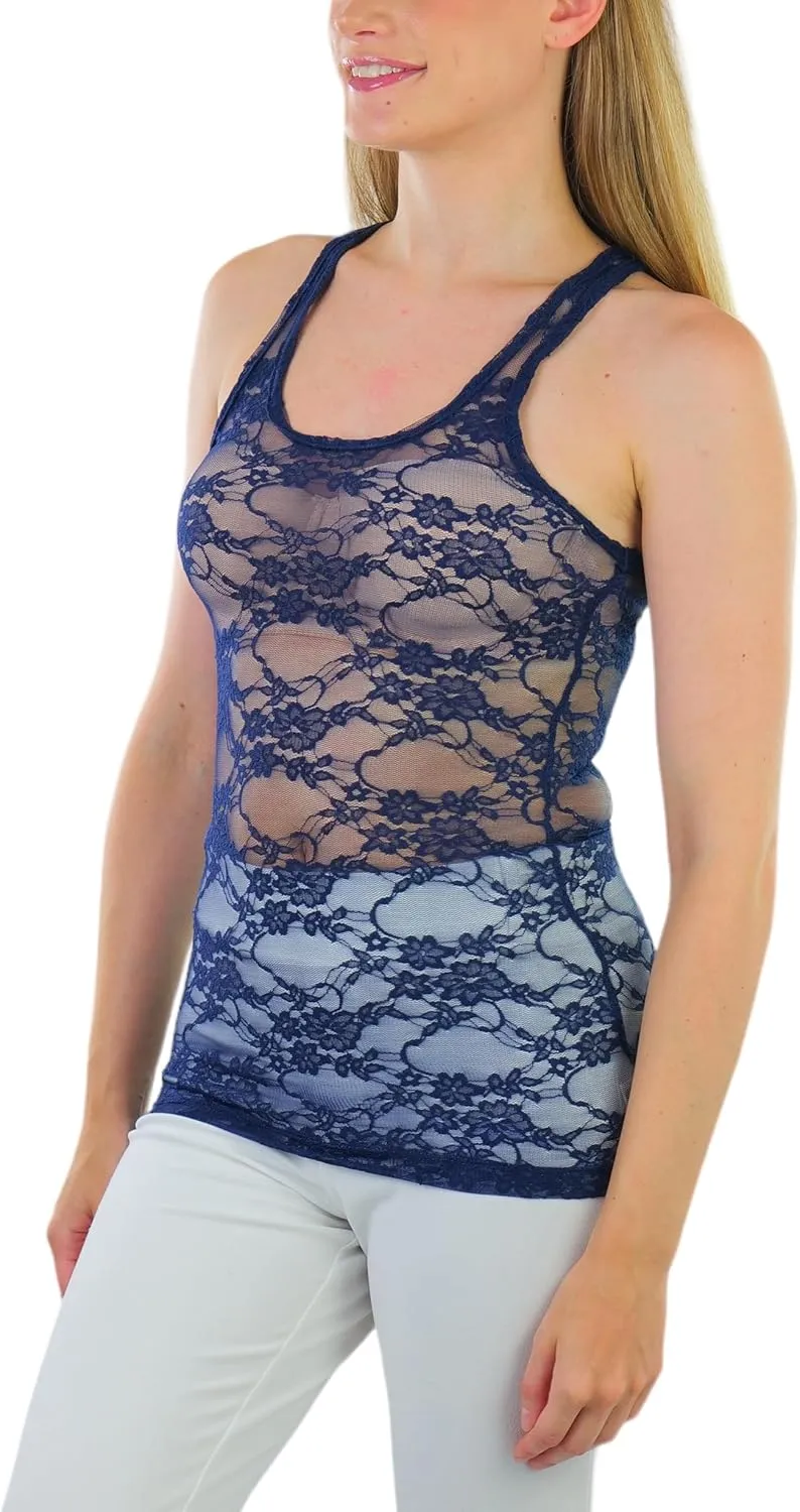 ToBeInStyle Womens Basic Layering Cotton Cami & Sheer Lace Camisoles