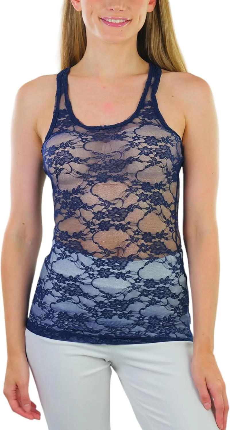 ToBeInStyle Womens Basic Layering Cotton Cami & Sheer Lace Camisoles