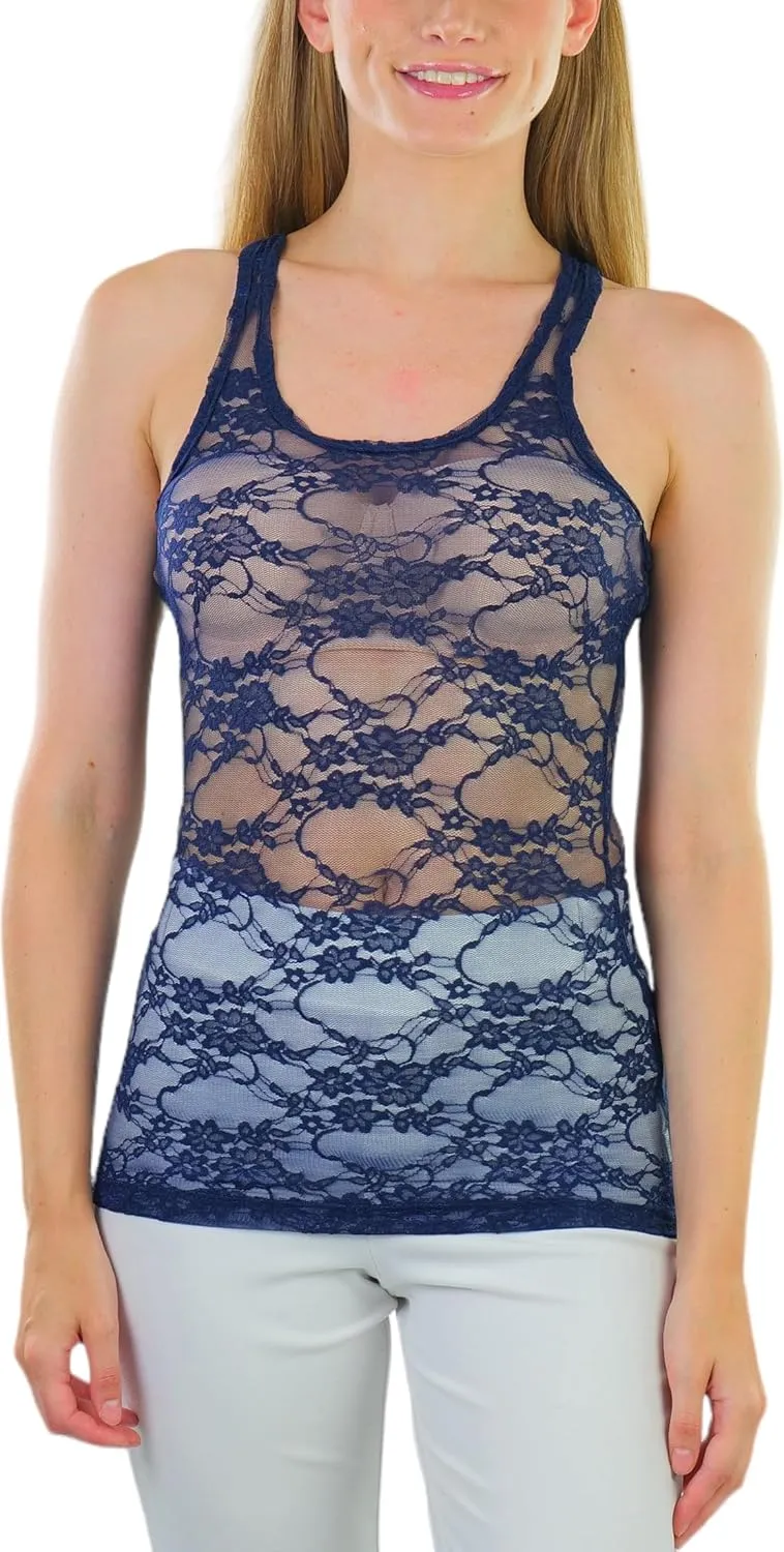 ToBeInStyle Womens Basic Layering Cotton Cami & Sheer Lace Camisoles