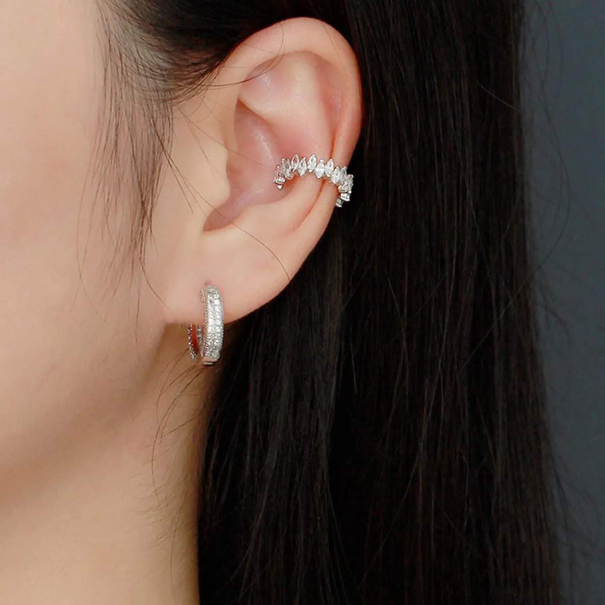 Trapezoid Ear Cuff Non Piercing, Trendy Sterling Silver Earring Cuff, Simple Ear Clip, Fake Ear Cuff for Women