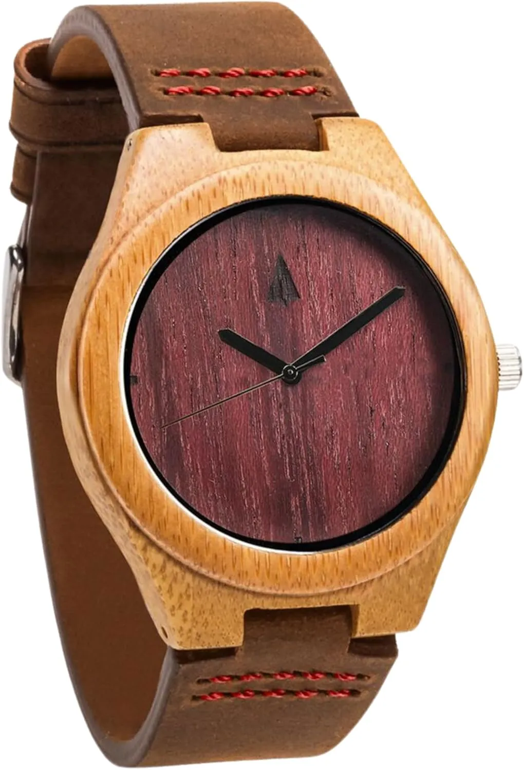 Treehut Wooden Watches for Men, Purple Heart Bamboo Watch, Japanese Quartz Movement, Seoras Stylish Exotic Wrist Chicas Watch with Adjustable Stainless Steel Buckle and Box, Relojes para Hombre