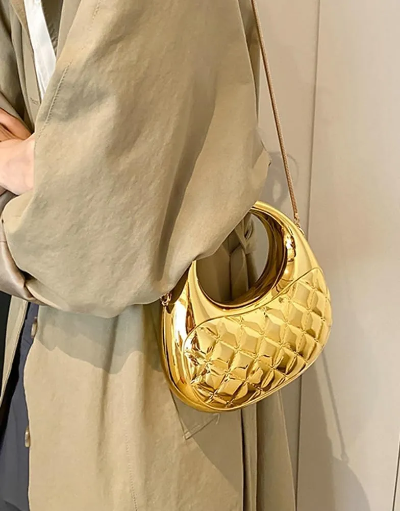 Trendy Acrylic Clutch Purse for Women Evening Wedding Party Crescent Crossbody Shoulder Bag Handbag with Chain