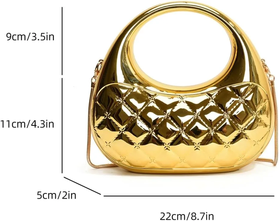 Trendy Acrylic Clutch Purse for Women Evening Wedding Party Crescent Crossbody Shoulder Bag Handbag with Chain