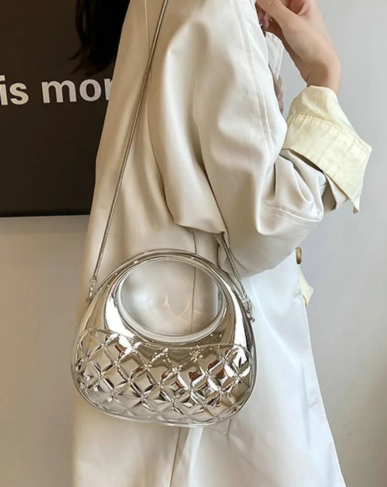 Trendy Acrylic Clutch Purse for Women Evening Wedding Party Crescent Crossbody Shoulder Bag Handbag with Chain