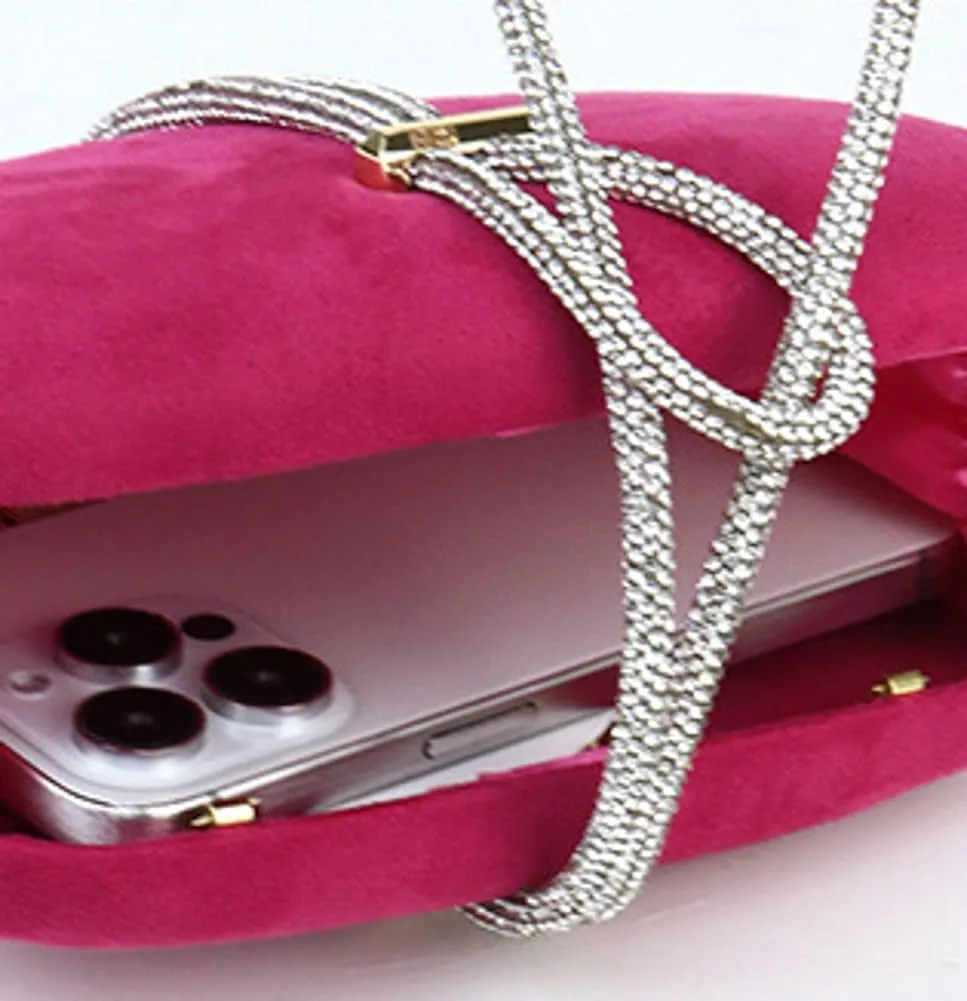 Trendy Clutch Purse Evening Bag for Women Evening Wedding Party Rhinestone Crossbody Shoulder Bag Handbag with Chain