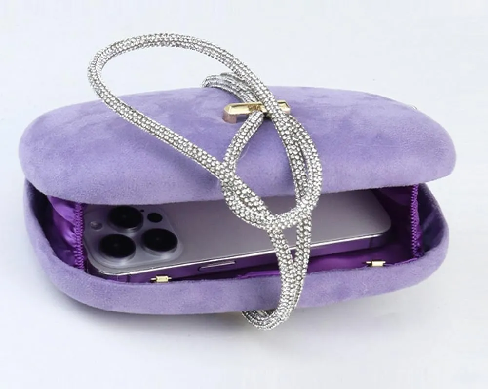 Trendy Clutch Purse Evening Bag for Women Evening Wedding Party Rhinestone Crossbody Shoulder Bag Handbag with Chain
