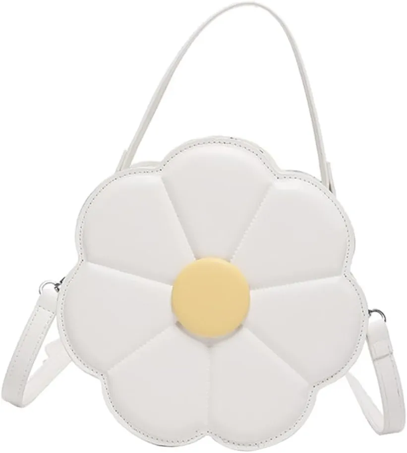 Trendy Flower Shaped PU Leather Crossbody Bag With Adjustable Strap Shoulder Purse Satchel For Women And Girls