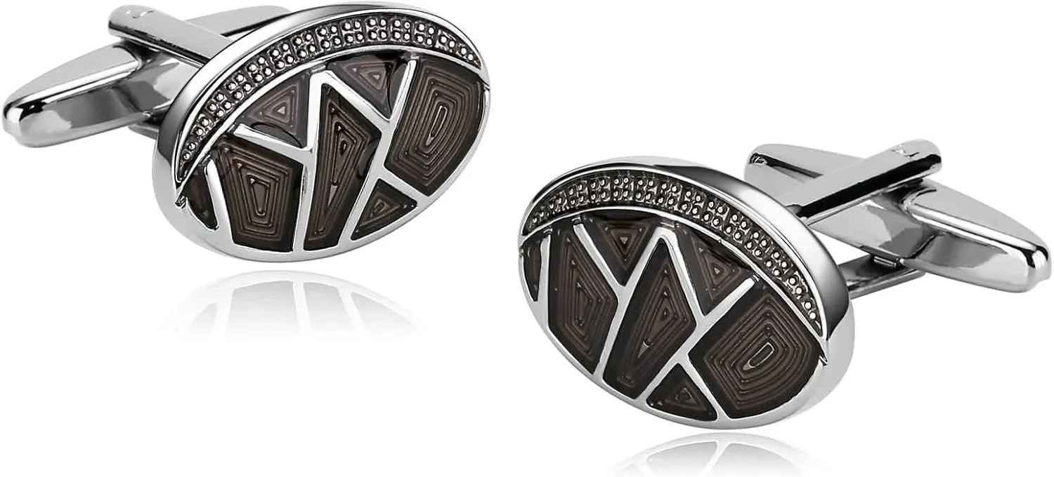 Tuxedo Buttons, Black Cufflinks for Men Stainless Steel Oval Striped for Man Business Wedding