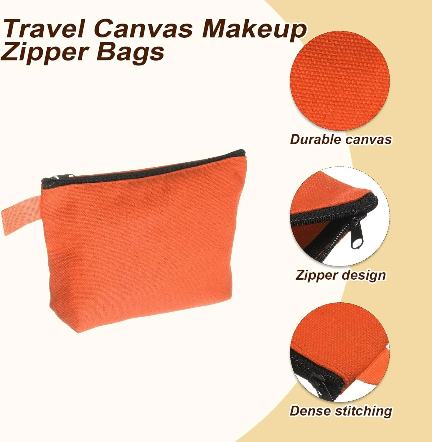 uxcell Canvas Makeup Bags, 10pcs Travel Cosmetic Bags Bulk, Multipurpose Plain Toiletry Zipper Pouches Blank DIY Craft Bags Pencil Bag for Women Teens, 5 Colors(7.5 x 5 x 1.8inch)