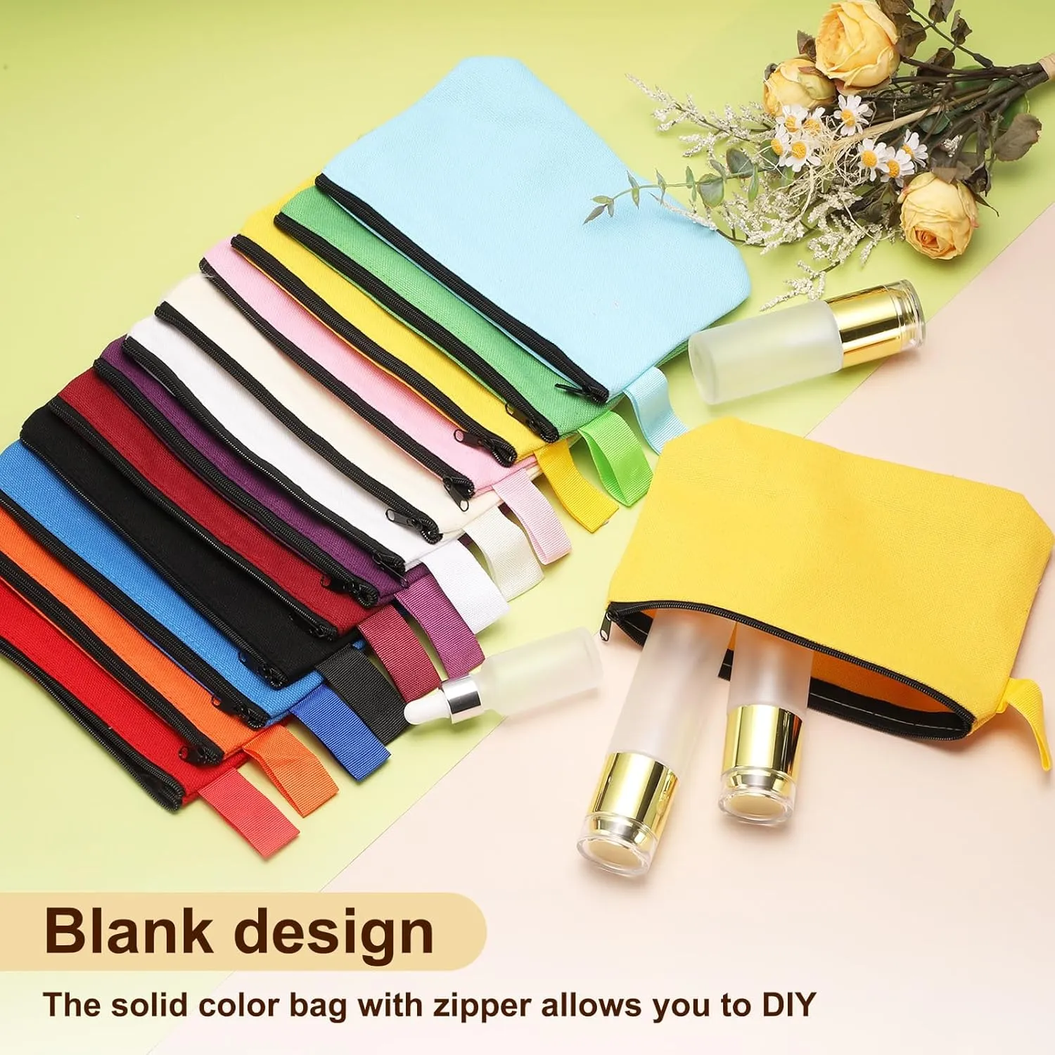 uxcell Canvas Makeup Bags, 10pcs Travel Cosmetic Bags Bulk, Multipurpose Plain Toiletry Zipper Pouches Blank DIY Craft Bags Pencil Bag for Women Teens, Dark Blue(7.5 x 5 x 1.8inch)