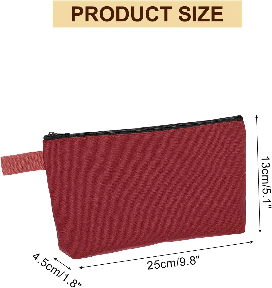 uxcell Canvas Makeup Bags, 30 Pcs Travel Cosmetic Bags Bulk, Multipurpose Plain Toiletry Zipper Pouches Blank DIY Craft Bags Pencil Bag for Women Teens, Dark Red