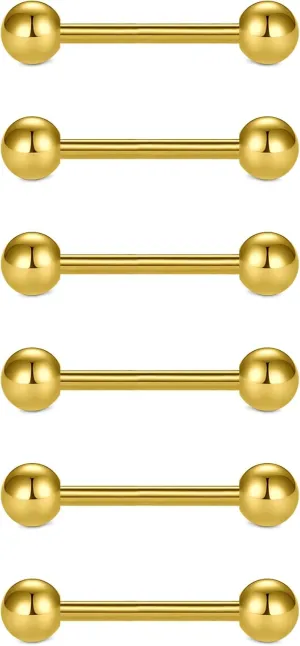VCMART 12mm-18mm 14G Tongue Rings Nipple Straight Barbells Surgical Steel Body Piercing Jewelry